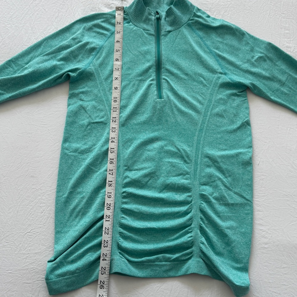 Athleta Teal Heathered Quarter Zip Long Sleeve Workout Top size M - Picture 6 of 7